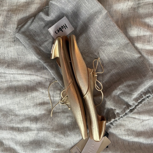 Hobes Women's Gold Leather Laceup Shoes - Picture 2 of 5